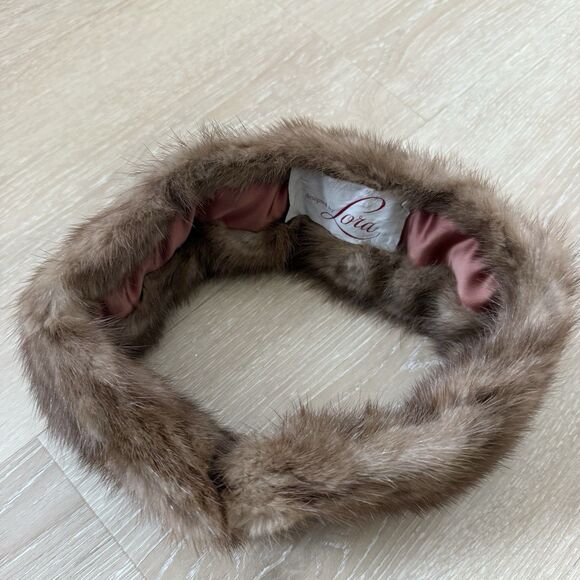 VTG Designed By Lora Genuine Mink Collar Scarf Brown Hook Eye Formal Party NYE - Picture 4 of 11